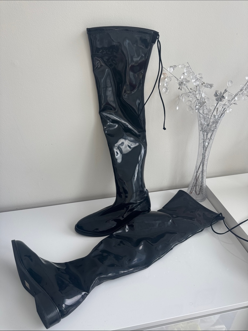 Stuart Weitzman Glossy Black Patent Over-the-Knee Boots